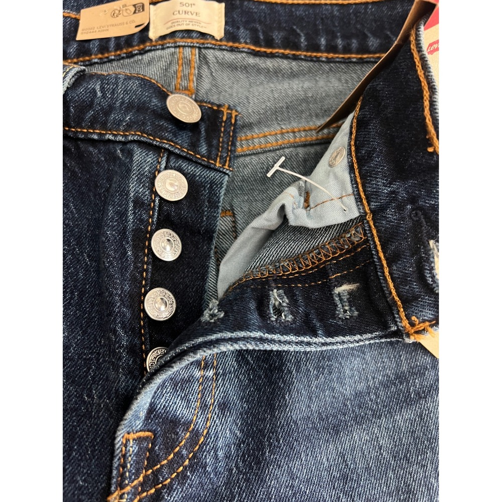 Levis 501 Curve High Rise Straight Leg Button Fly Stretch Jeans Womens 26x30 - Picture 6 of 6